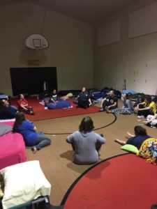 This was technically our team playing Mafia, but the fun always happened after our reflection time. 